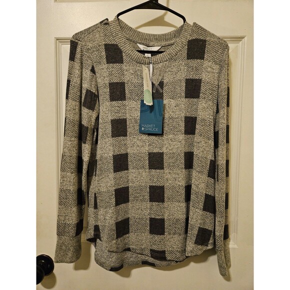 Super Soft New with Tags Market & Spruce Small Longsleeve Sweater Black & Grey - Picture 1 of 3
